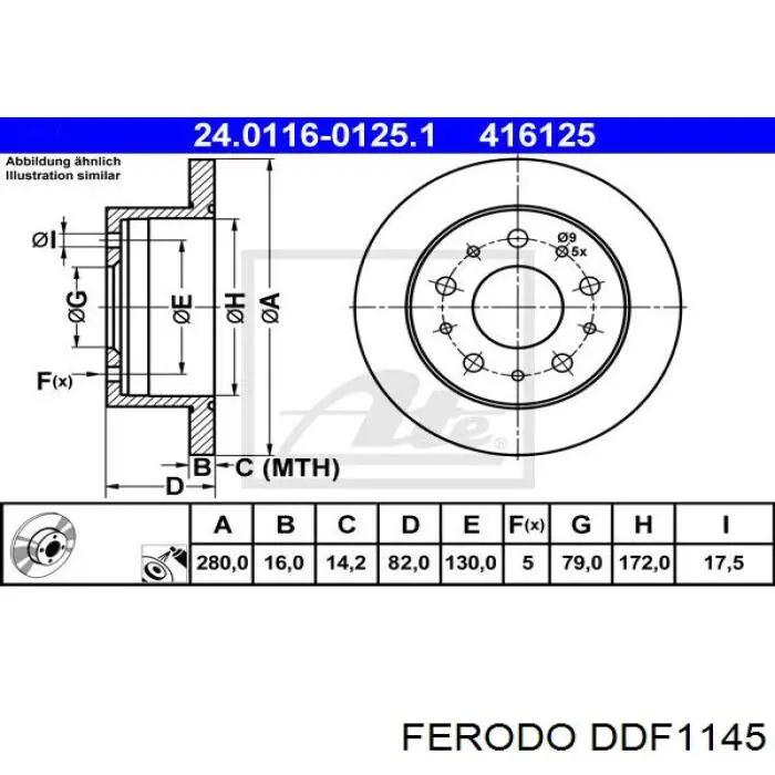 Купить DDF1145 Ferodo Диск тормозной задний