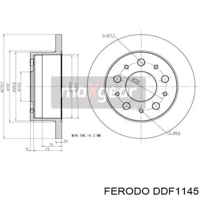 Задний тормозной диск Ferodo DDF1145 цена, от 48.64 USD