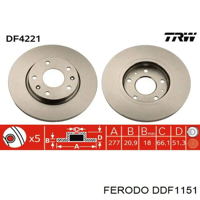 Купить DDF1151 Ferodo Ротор тормозной