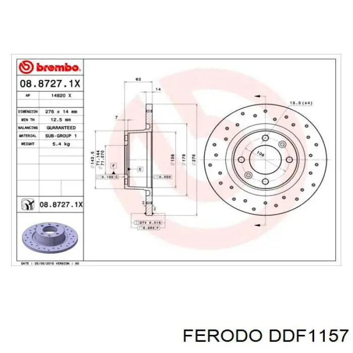 Купить DDF1157 Ferodo Диск тормозной задний