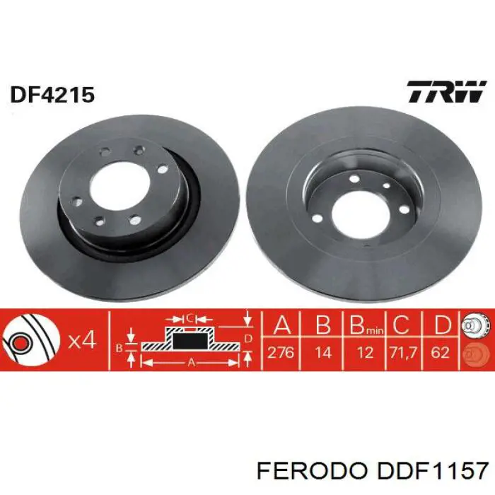 Задний тормозной диск Ferodo DDF1157 цена, от 29.52 USD