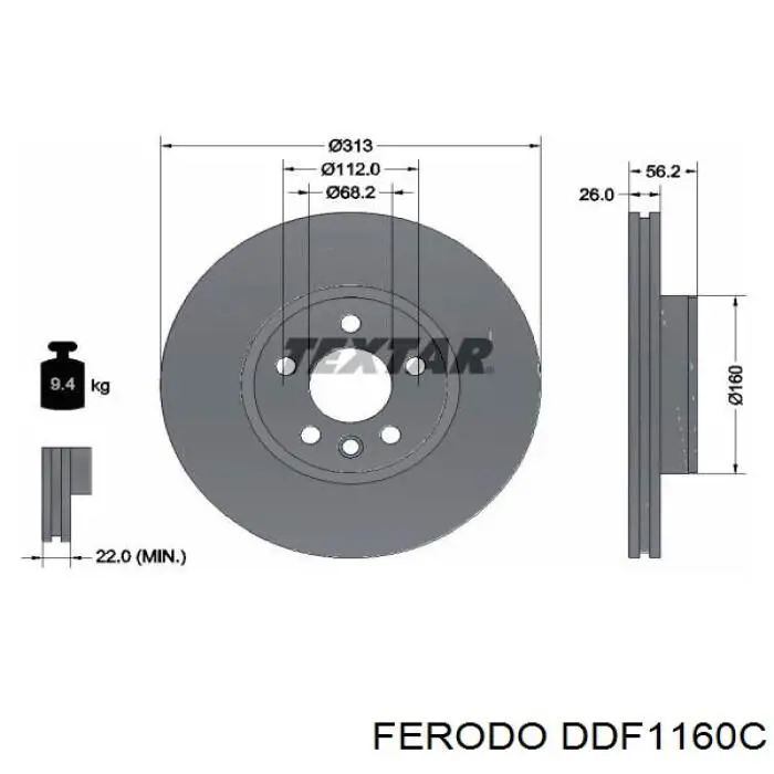 Купить DDF1160C Ferodo Ротор тормозной