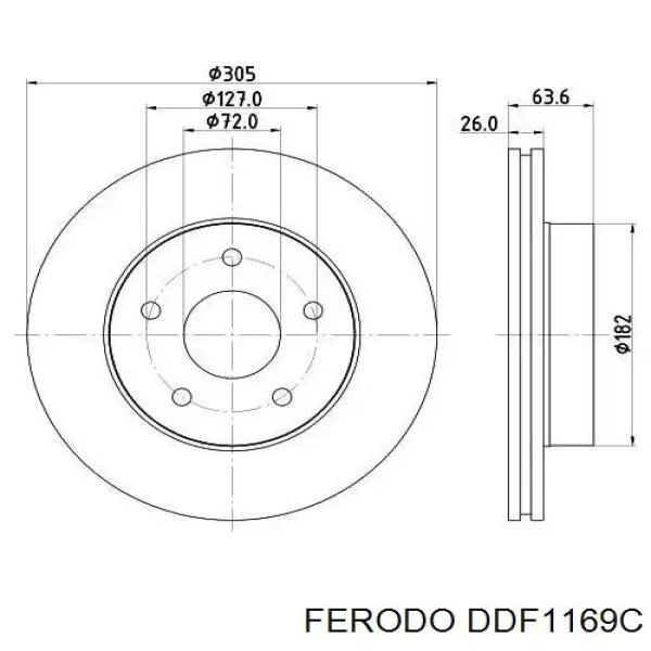 Передние тормозные диски DDF1169C Ferodo