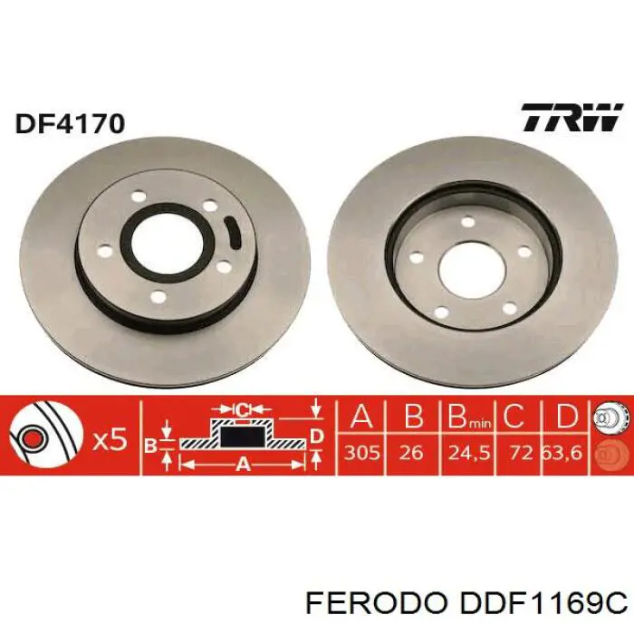 Купить DDF1169C Ferodo Ротор тормозной