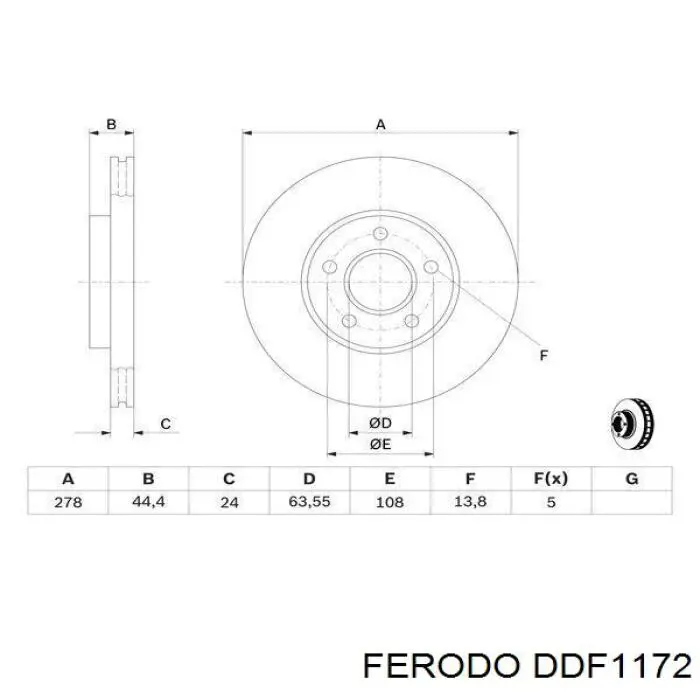 Тормоз дисковый передний Ferodo DDF1172 цена, от 39.41 USD