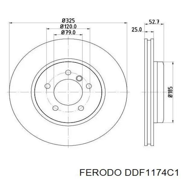 Freno de disco delantero DDF1174C1 Ferodo