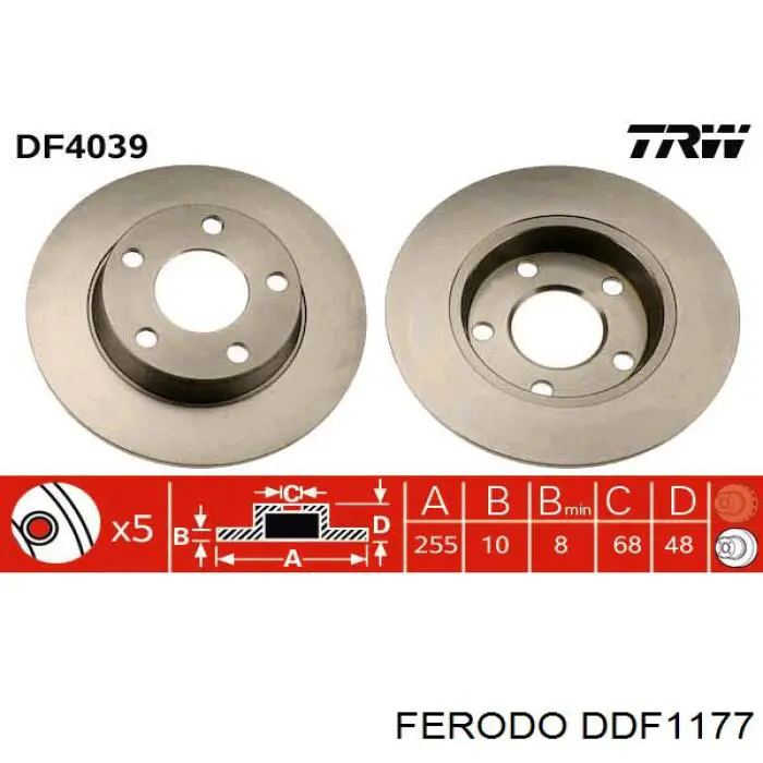 DDF1177 Ferodo Дисковый тормоз