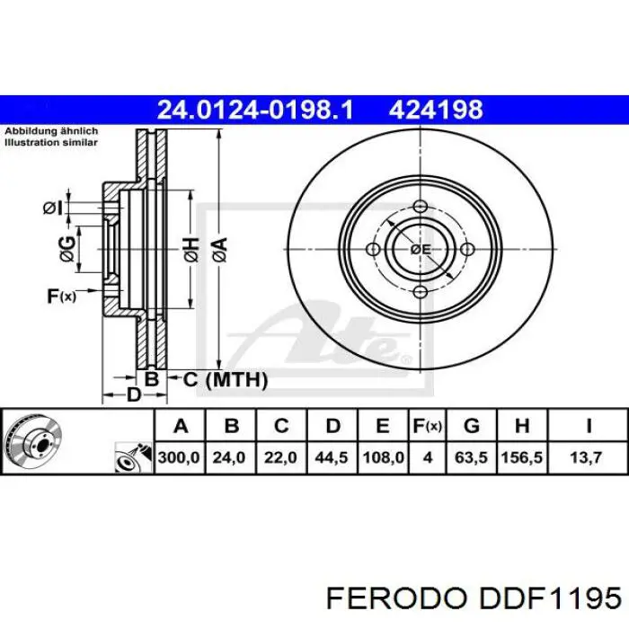 Freno de disco delantero DDF1195 Ferodo