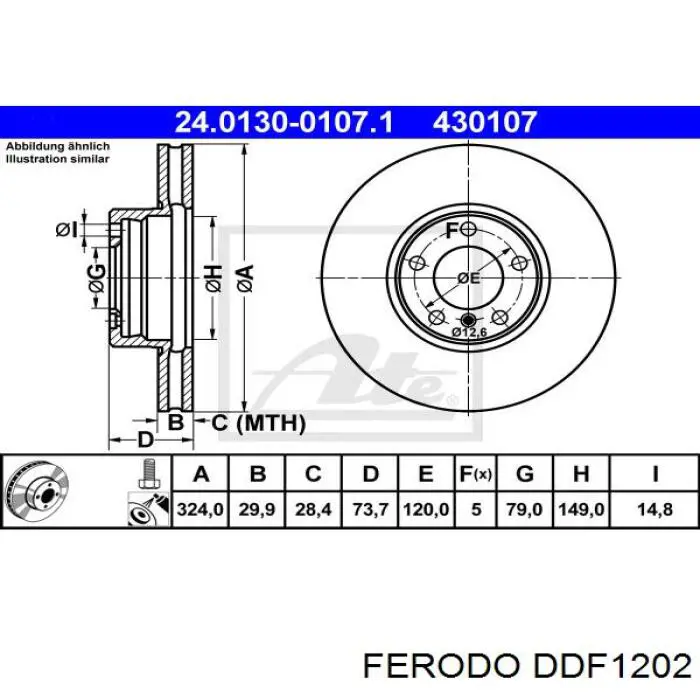 DDF1202 Ferodo Диск тормозной передний