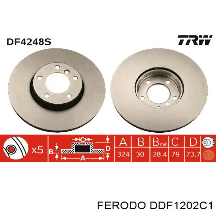 Диск тормозной передний Ferodo DDF1202C1