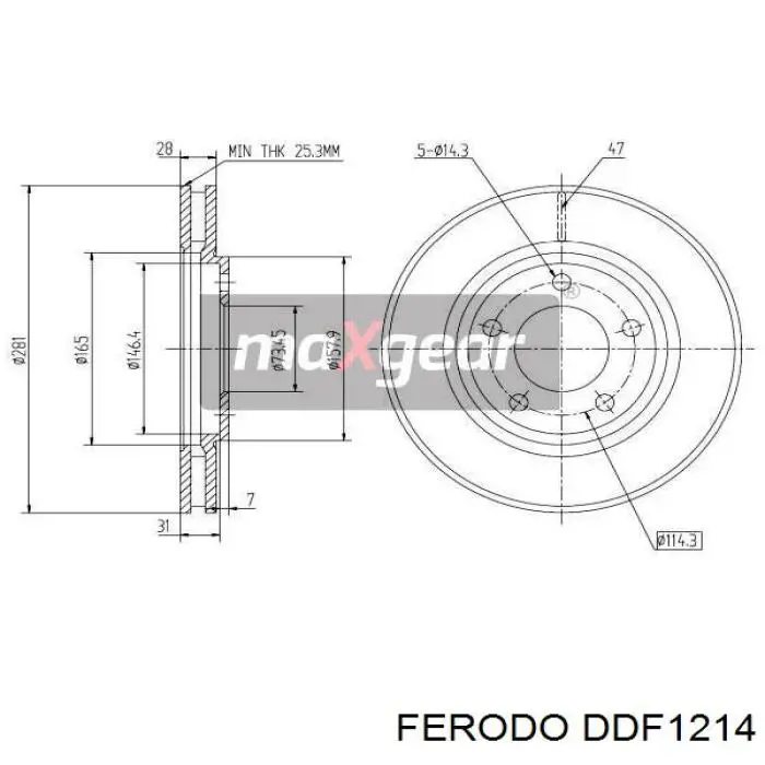 DDF1214 Ferodo диск тормозной передний