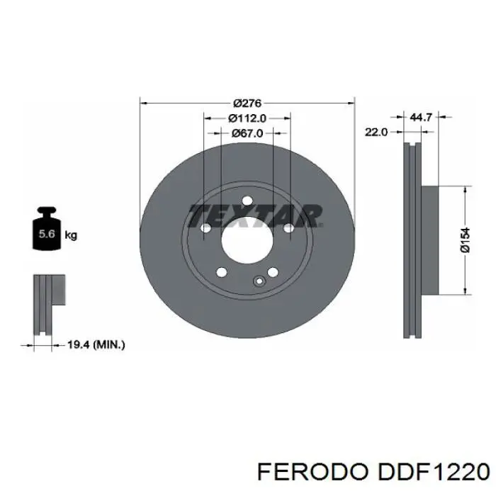 Купить DDF1220 Ferodo Ротор тормозной