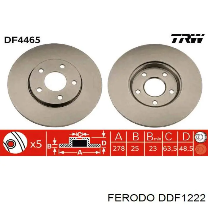 Передние тормозные диски DDF1222 Ferodo