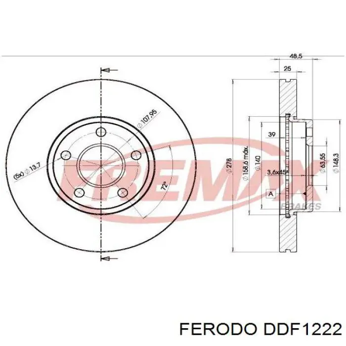 DDF1222 Ferodo Диск тормозной передний