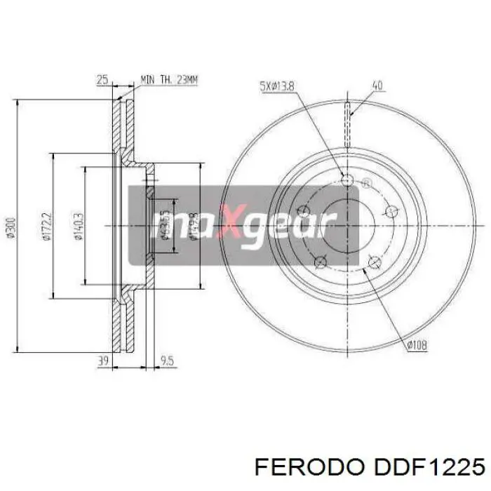 Передние тормозные диски DDF1225 Ferodo