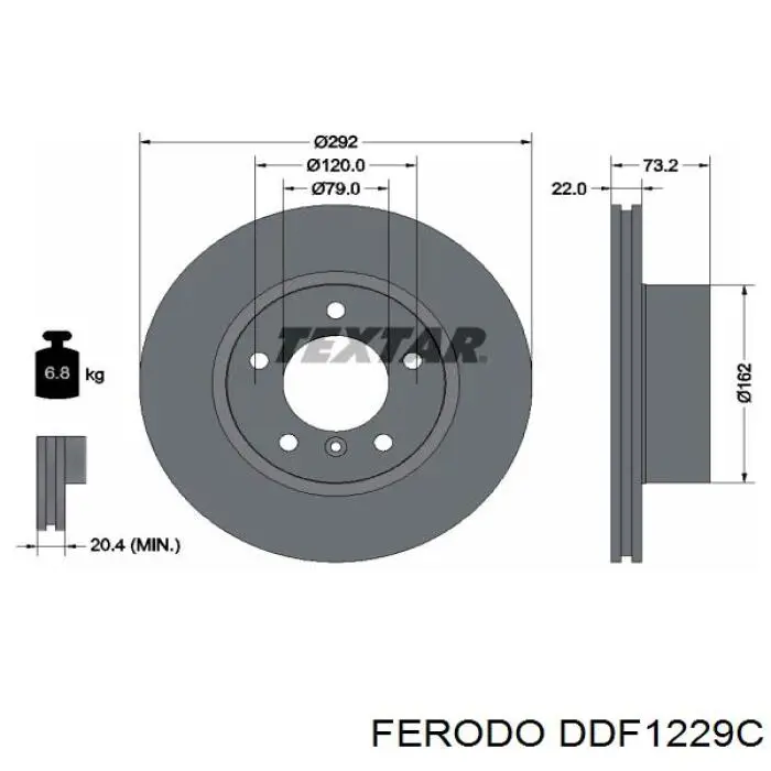 Передние тормозные диски DDF1229C Ferodo