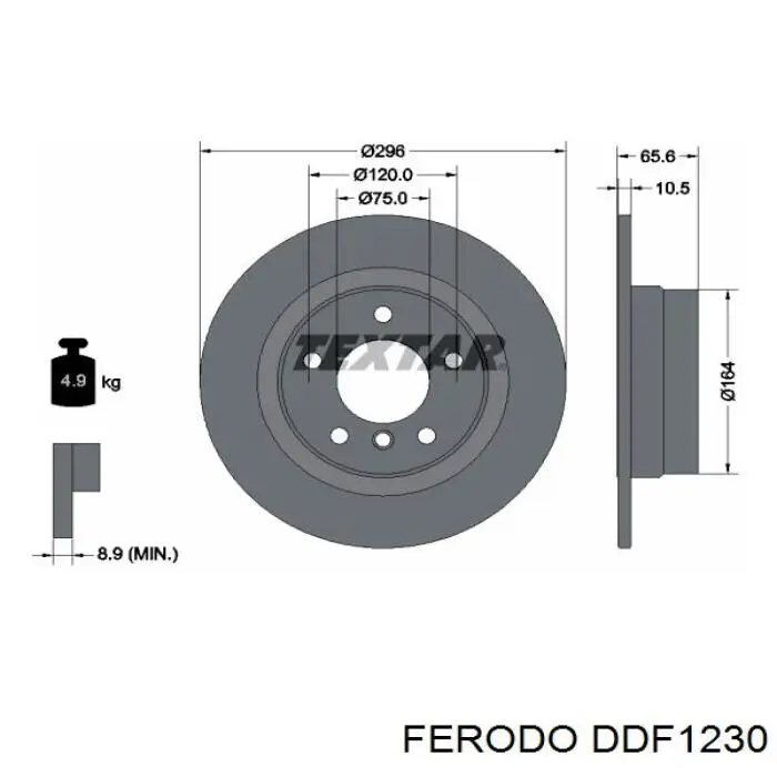 Disco de freno trasero DDF1230 Ferodo
