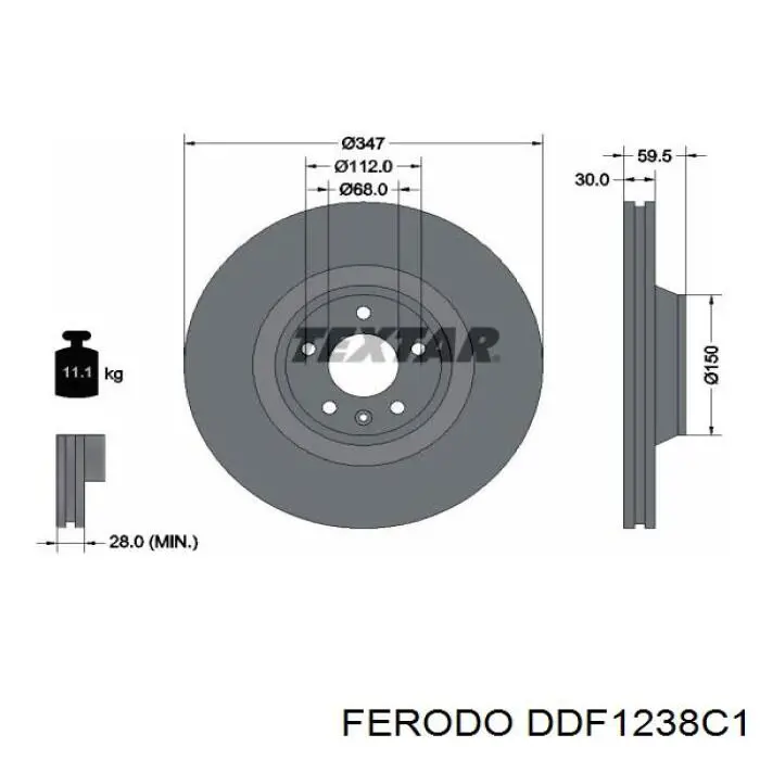 Freno de disco delantero DDF1238C1 Ferodo
