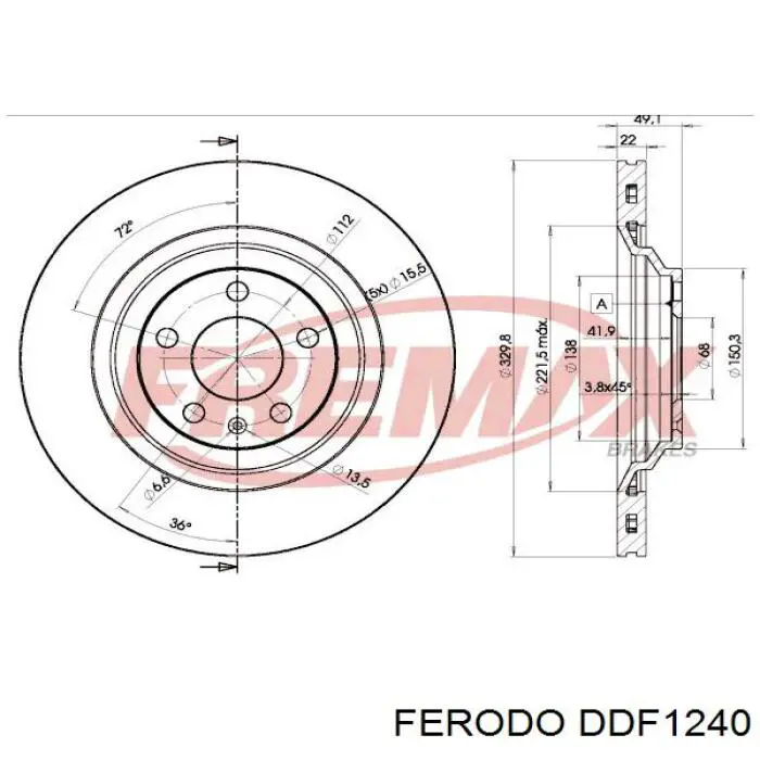 Задний дисковый тормоз Ferodo DDF1240