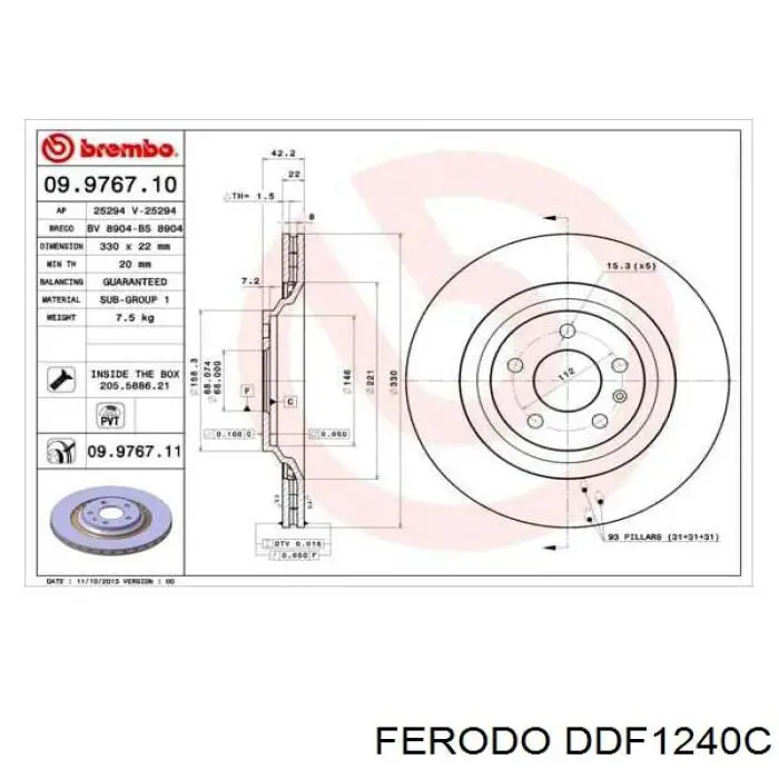 DDF1240C Ferodo disco do freio traseiro