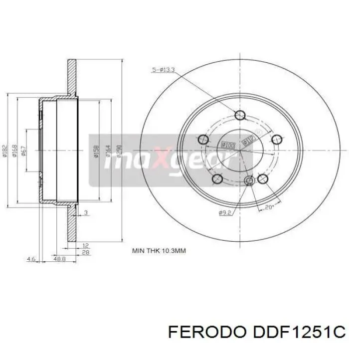 Disco de freno trasero DDF1251C Ferodo