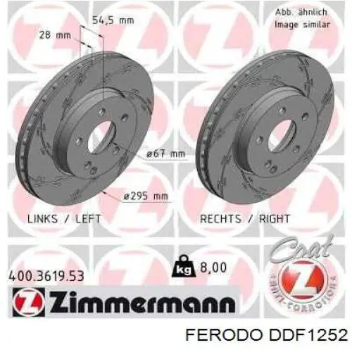 Тормоз дисковый передний Ferodo DDF1252 цена, от 63.53 USD