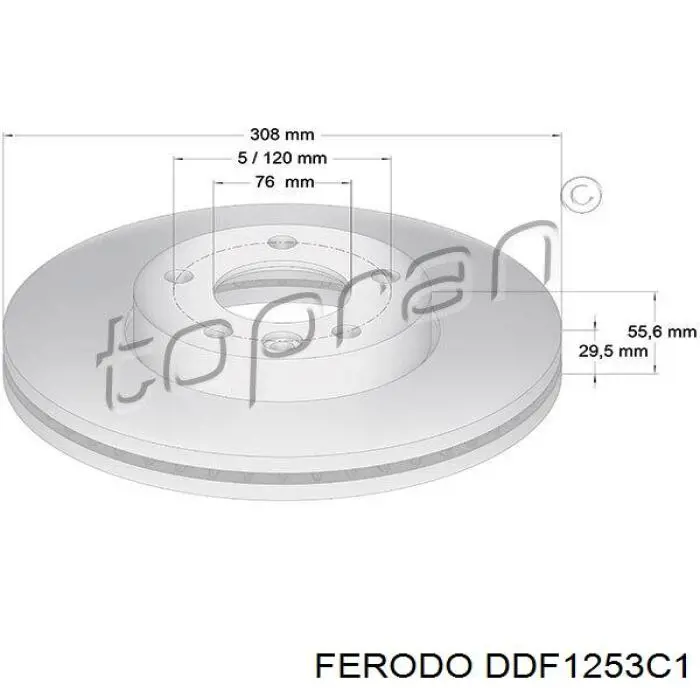 Передние тормозные диски DDF1253C1 Ferodo
