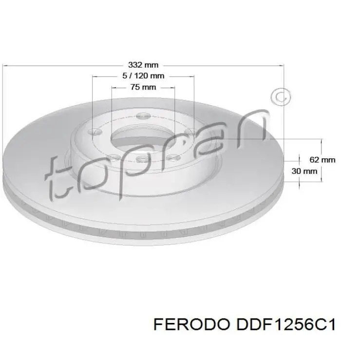 DDF1256C1 Ferodo Диск тормозной передний