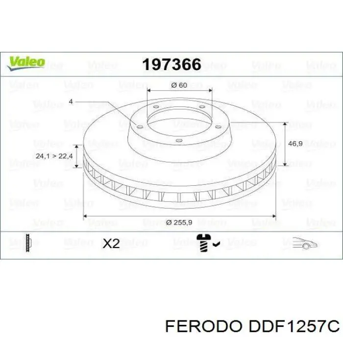 Freno de disco delantero DDF1257C Ferodo