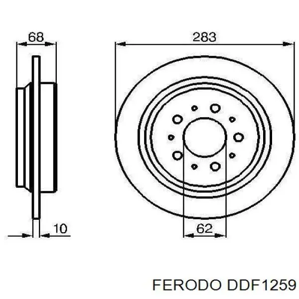 Disco de freno trasero DDF1259 Ferodo