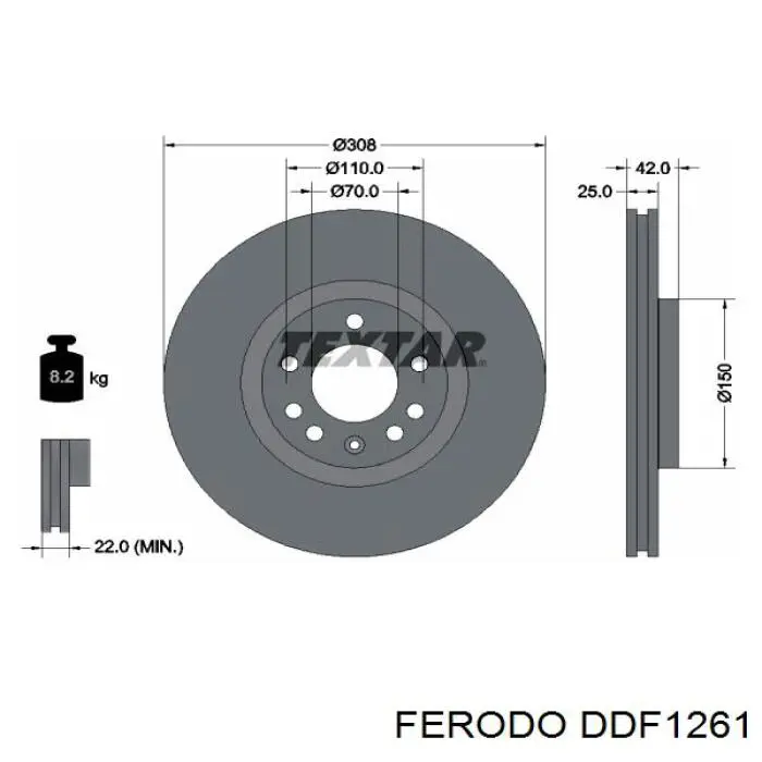 DDF1261 Ferodo диск тормозной передний
