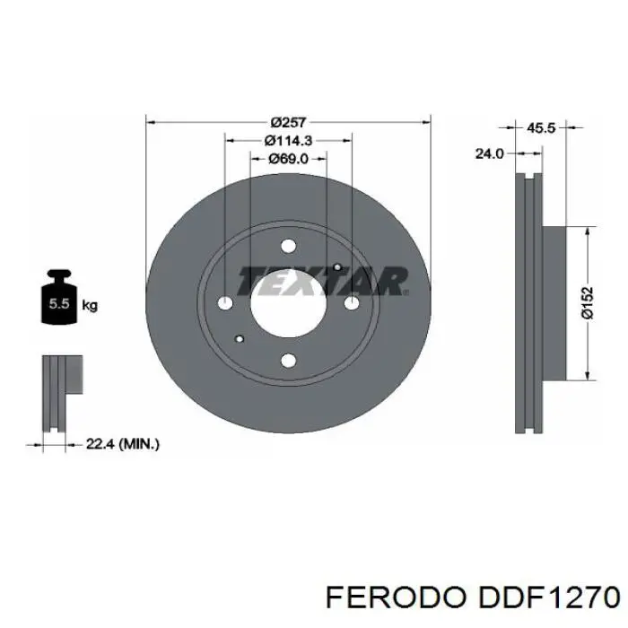 Тормоз дисковый передний Ferodo DDF1270 цена, от 30.24 USD