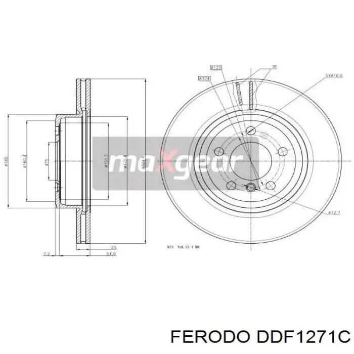 DDF1271C Ferodo Диск тормозной передний