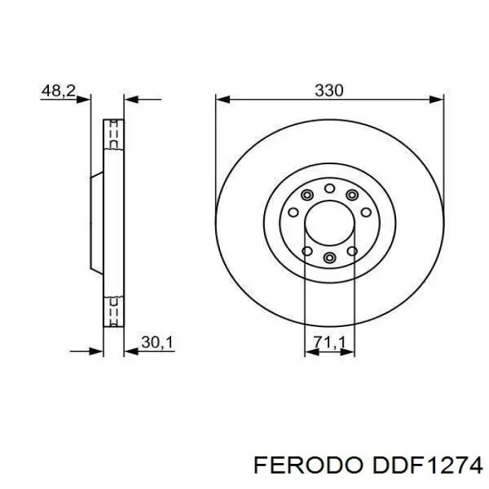 Передний тормозной диск Ferodo DDF1274