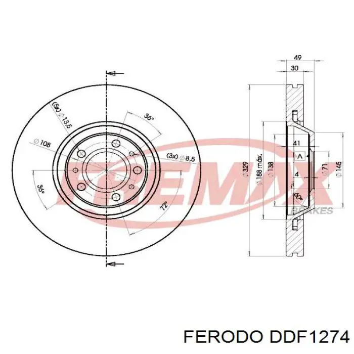 DDF1274 Ferodo Диск тормозной передний
