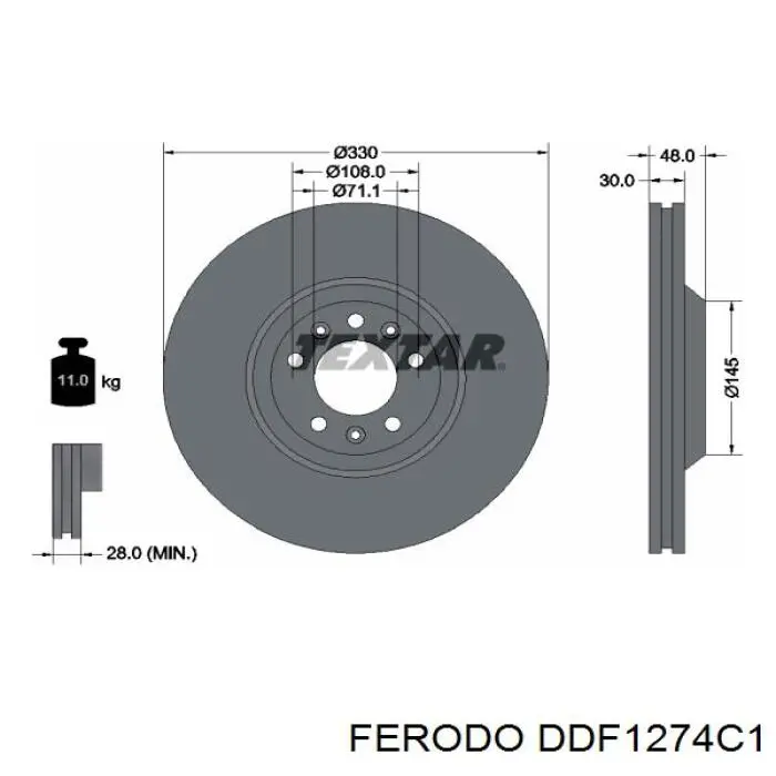 DDF1274C-1 Ferodo disco do freio dianteiro