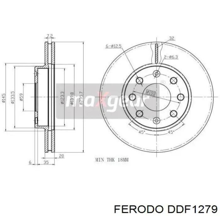 DDF1279 Ferodo Диск тормозной передний