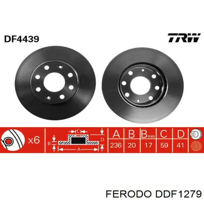 Передние тормозные диски DDF1279 Ferodo