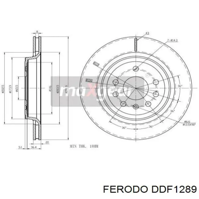 Disco de freno trasero DDF1289 Ferodo