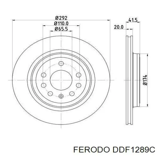 Disco de freno trasero DDF1289C Ferodo