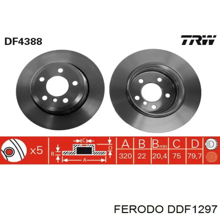 Задний тормозной диск Ferodo DDF1297 цена, от 69.13 USD