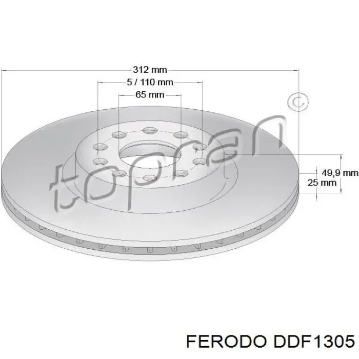 Передние тормозные диски DDF1305 Ferodo
