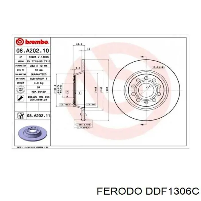 Тормозные диски DDF1306C Ferodo