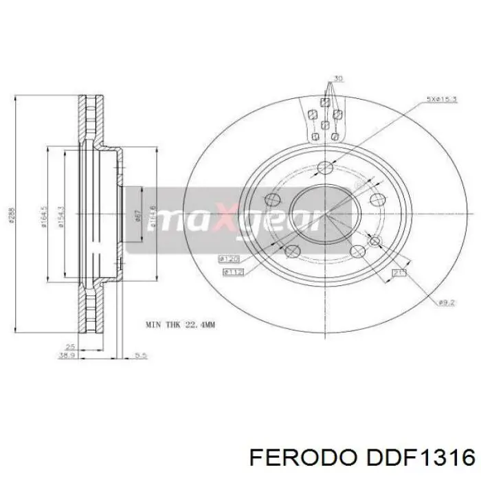 Передние тормозные диски DDF1316 Ferodo