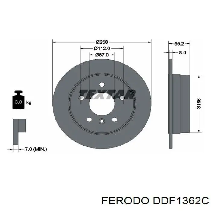 Disco de freno trasero DDF1362C Ferodo