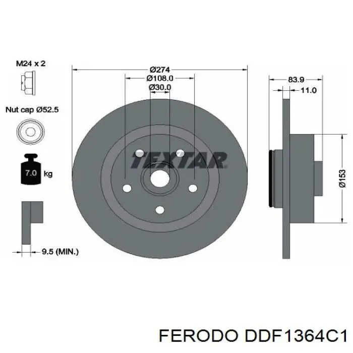 Задний дисковый тормоз Ferodo DDF1364C1