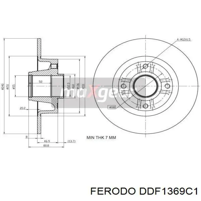 Диск тормозной задний Ferodo DDF1369C1