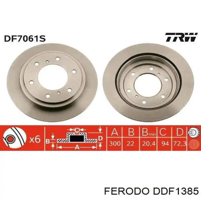Задний тормозной диск Ferodo DDF1385 цена, от 34.68 USD