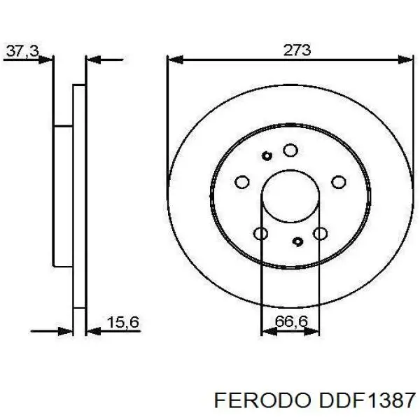 Freno de disco delantero DDF1387 Ferodo