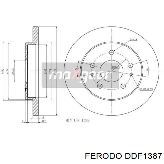 Передние тормозные диски DDF1387 Ferodo